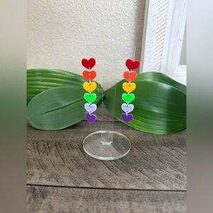 Rainbow Heart Drop Earrings
